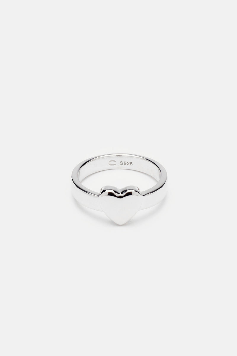 Polished Heart Ring - White