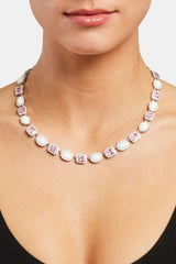 Opal & Pink Gemstone Chain - White