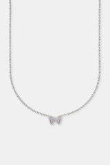 Iced Purple Butterfly Necklace - 15mm