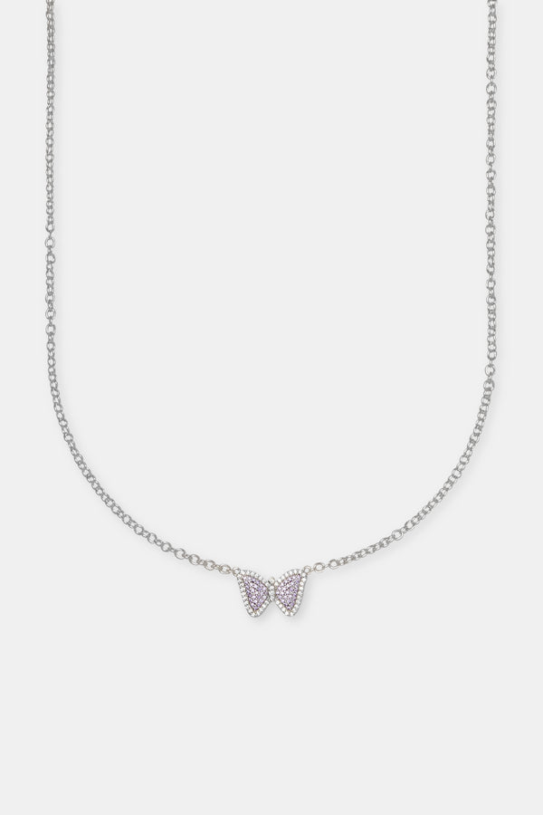 Iced Purple Butterfly Necklace - 15mm