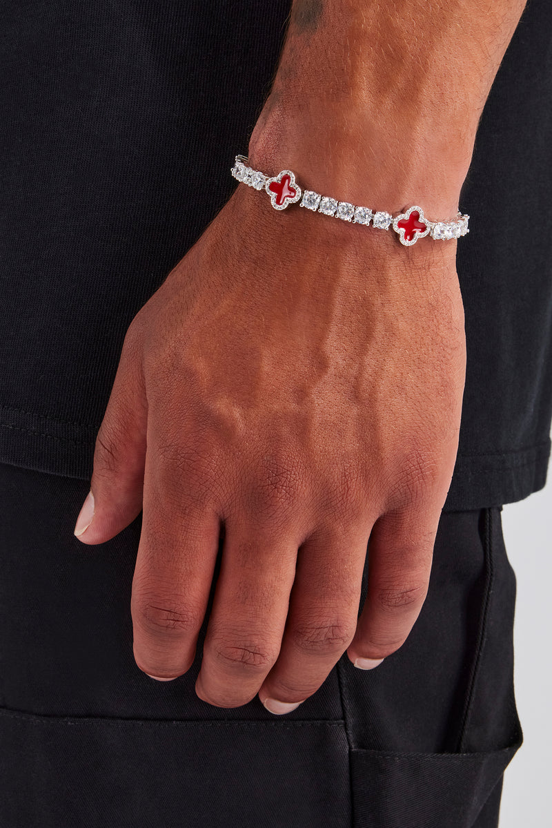 Red Motif Tennis Bracelet - 5mm