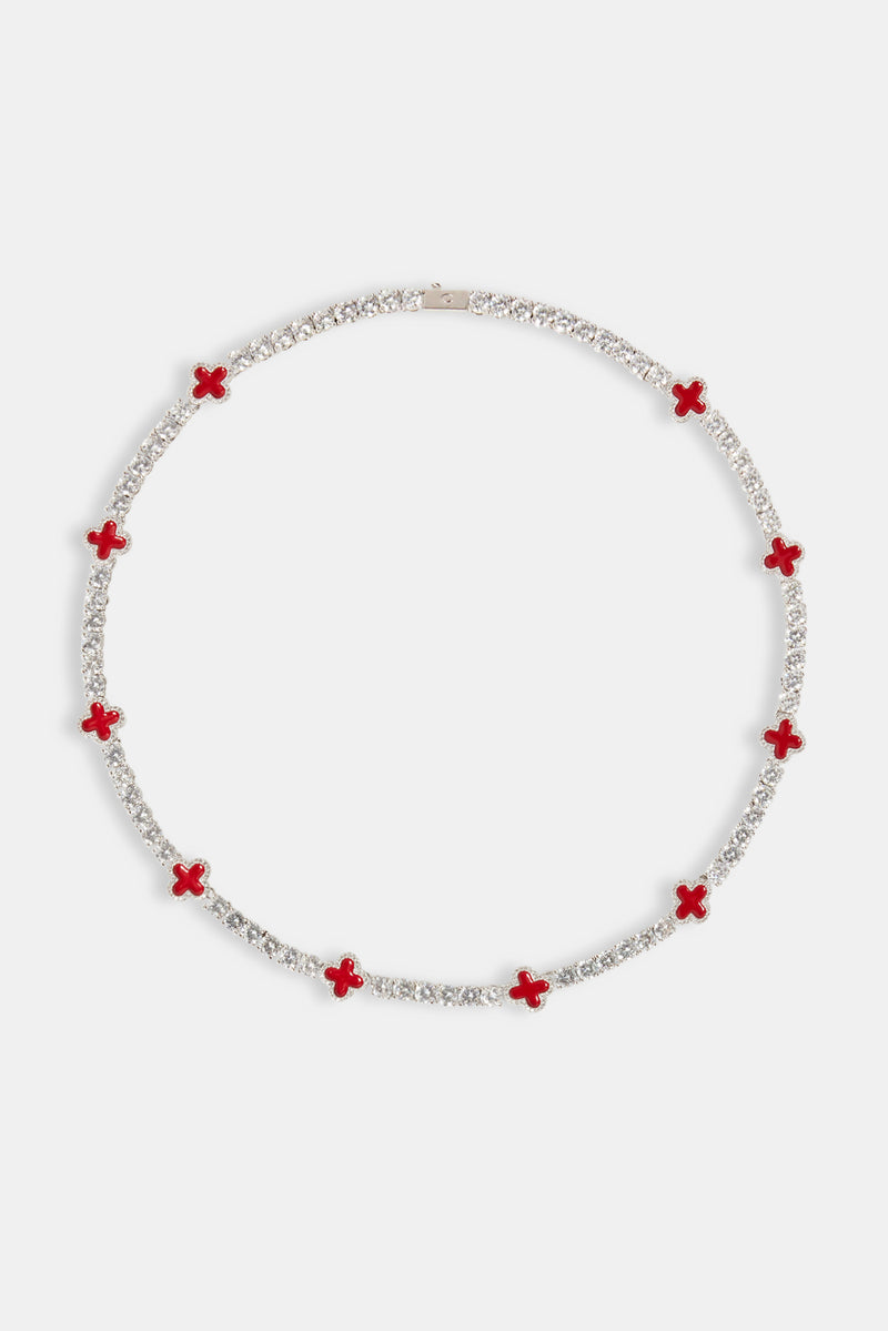 Red Motif Tennis Chain & Bracelet - 5mm