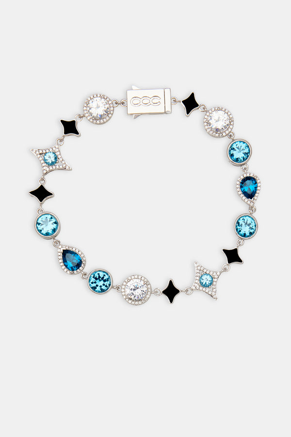 Star Motif Blue Multi Gemstone Bracelet - 10mm