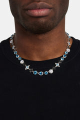 Star Motif Blue Multi Gemstone Chain - 10mm