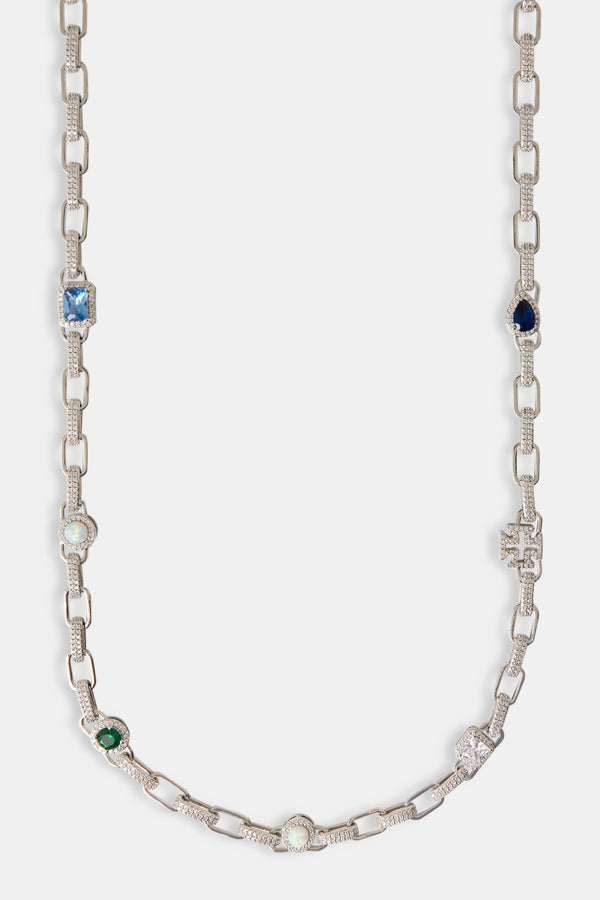 Polished & Iced Link Gemstone Motif Chain - 6mm