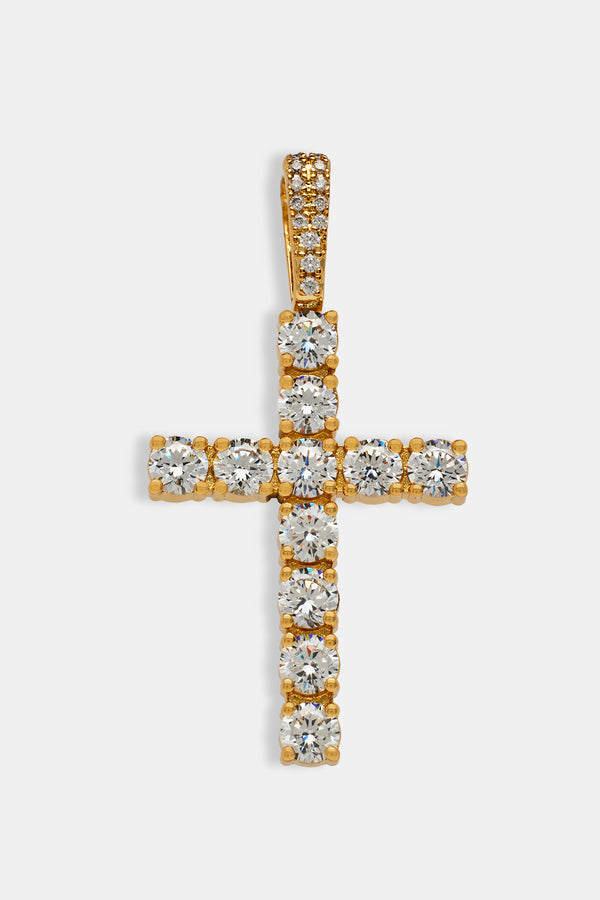 Iced Cross Pendant - Gold