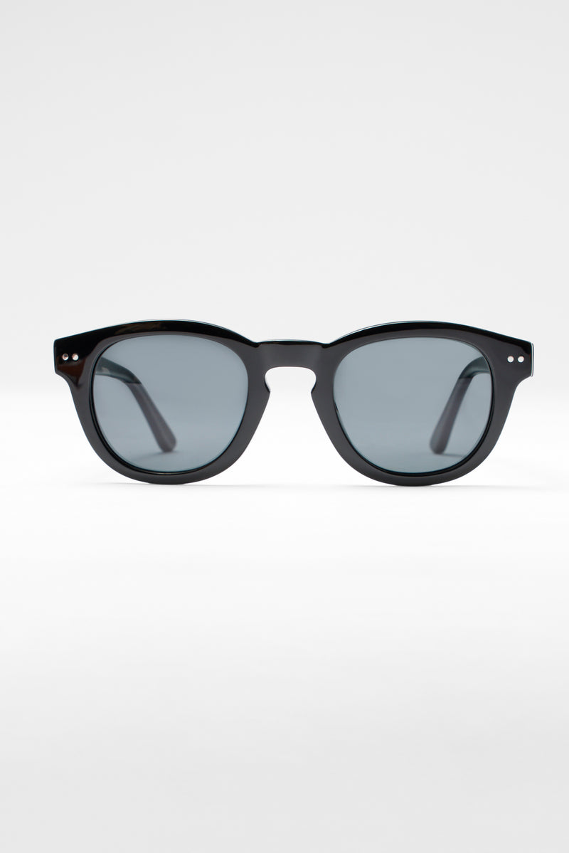 Chunky Rounded Acetate Frame Sunglasses - Black