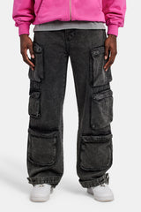 Acid Wash Utility Cargo Jeans