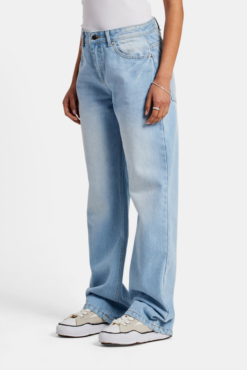 Mid Rise Relaxed Jeans - Light Blue