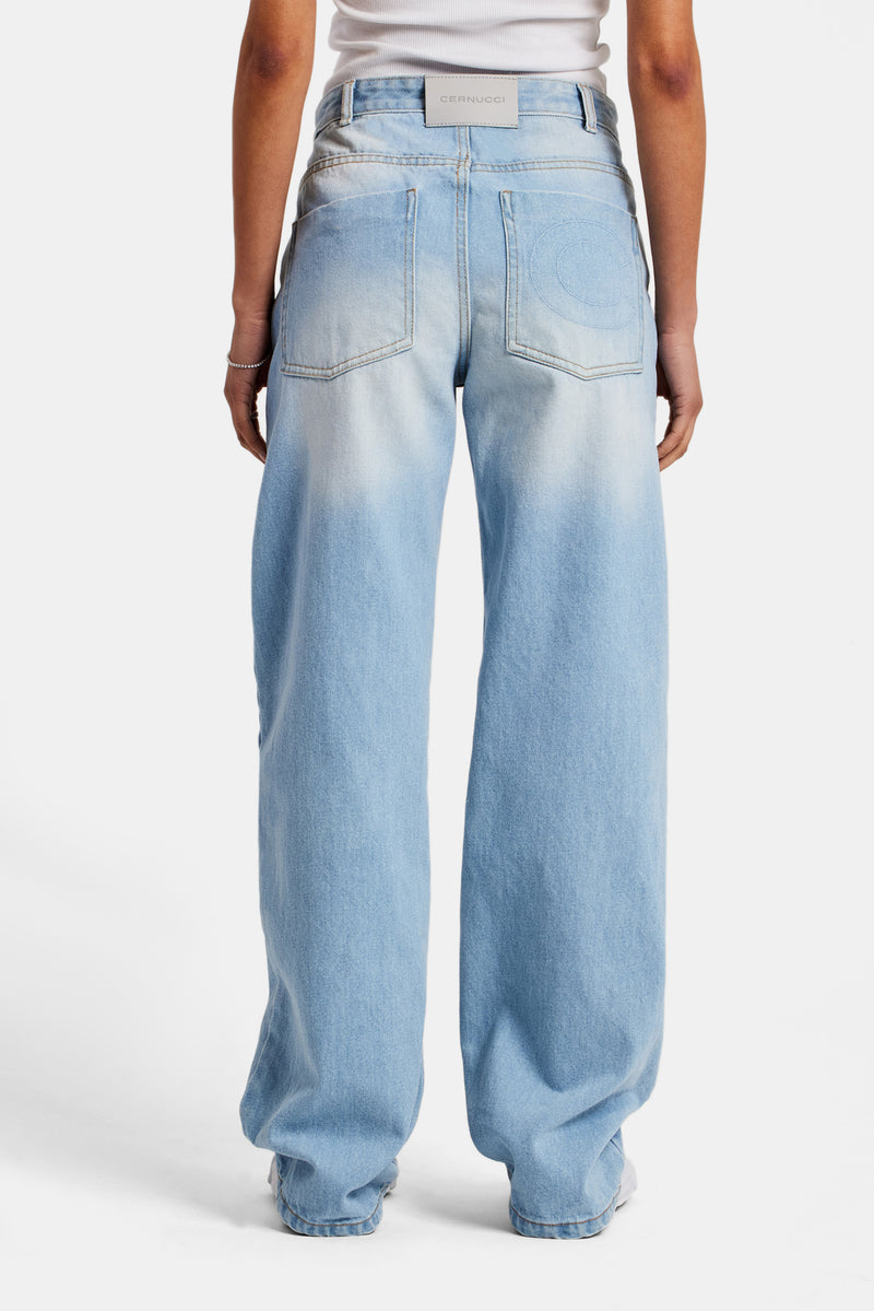 Mid Rise Relaxed Jeans - Light Blue