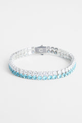 Double Row Iced Blue Tennis Bracelet