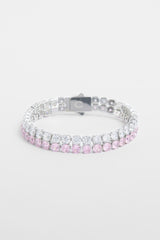 Double Row Iced Pink Tennis Bracelet