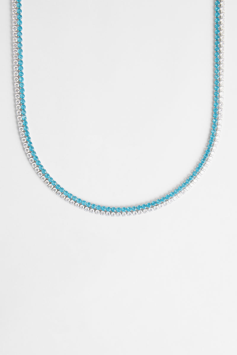 Double Row Iced Blue Tennis Chain