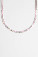 Double Row Iced Pink Tennis Chain