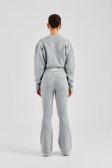 Knitted Cropped Cardigan & Flare Trouser - Grey