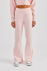 Knitted Flare Trouser - Baby Pink