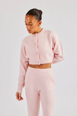 Knitted Cropped Cardigan - Baby Pink