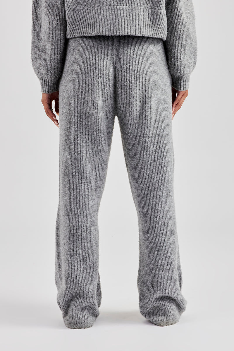 Knitted Straight Leg Trouser - Grey