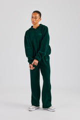 Knit Boxy Embroidered Tracksuit - Forest Green