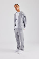 Boxy Button Front Cardigan - Grey