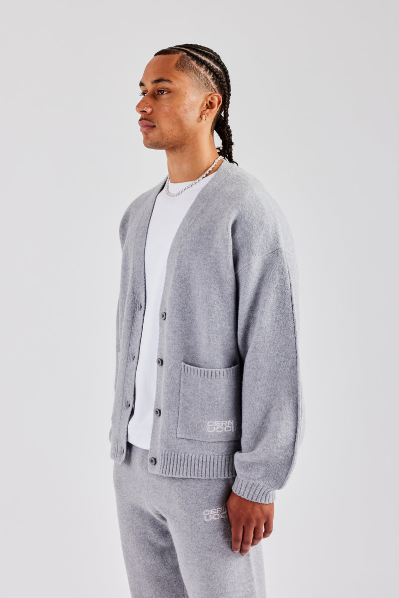 Boxy Button Front Cardigan - Grey