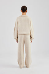 Knit Funnel Neck Tracksuit - Oatmeal