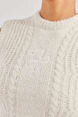 Womens Cable Knit Vest - Off White