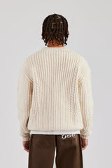 CCC Spliced Cable Knit Sweater - Off White