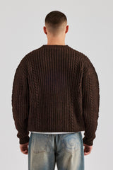 CCC Spliced Cable Knit Sweater - Chocolate