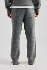 Brushed Knit Split Hem Knitted Jogger- Charcoal