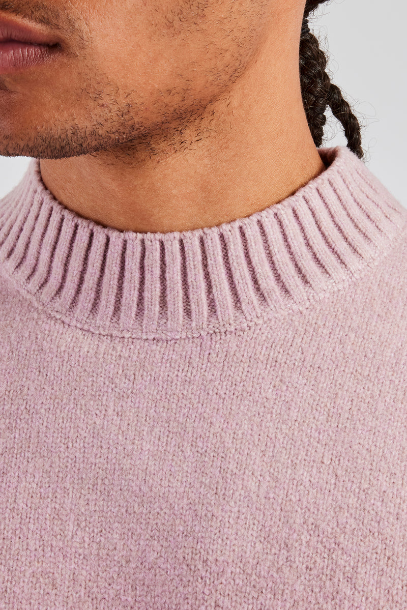 Knitted Deep Rib Sweater - Mauve