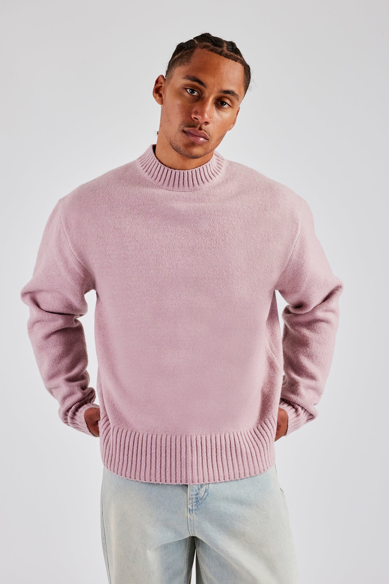 Knitted Deep Rib Sweater - Mauve | Mens Knitwear | Shop Knitwear Sweaters  at CERNUCCI.COM – Cernucci