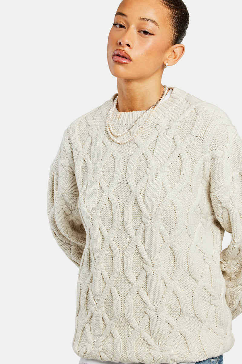 Oversized Knitted Sweater - Ecru