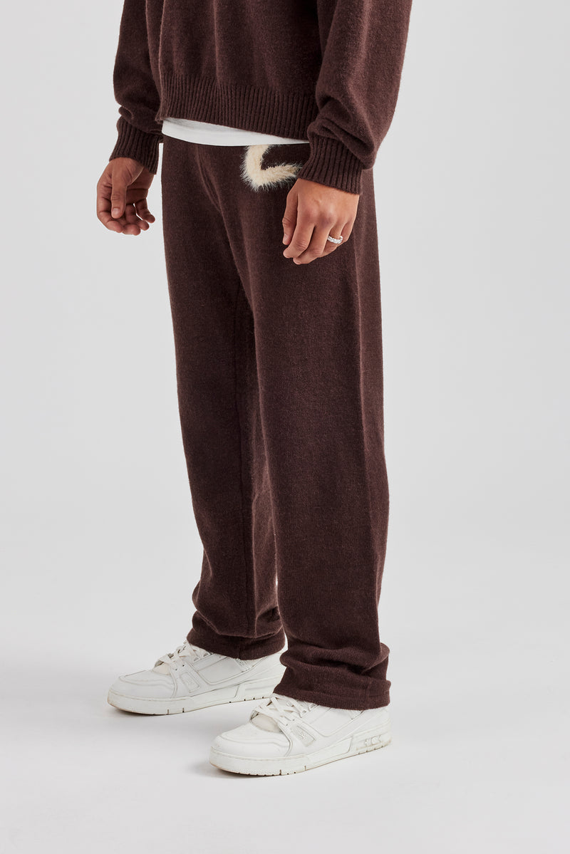 Fluffy Intarsia C Jogger - Chocolate