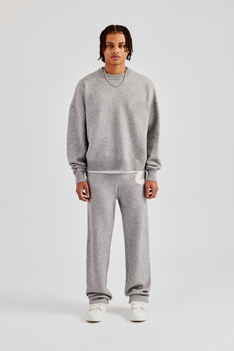 Cernucci Fluffy Intarsia Sweater & Jogger - Grey