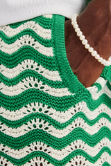 Crochet Knitted Embroidered Short - Green