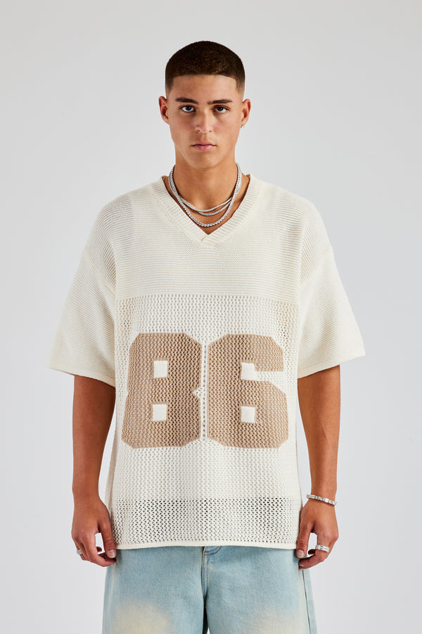 Knit Varsity T-Shirt - Off White