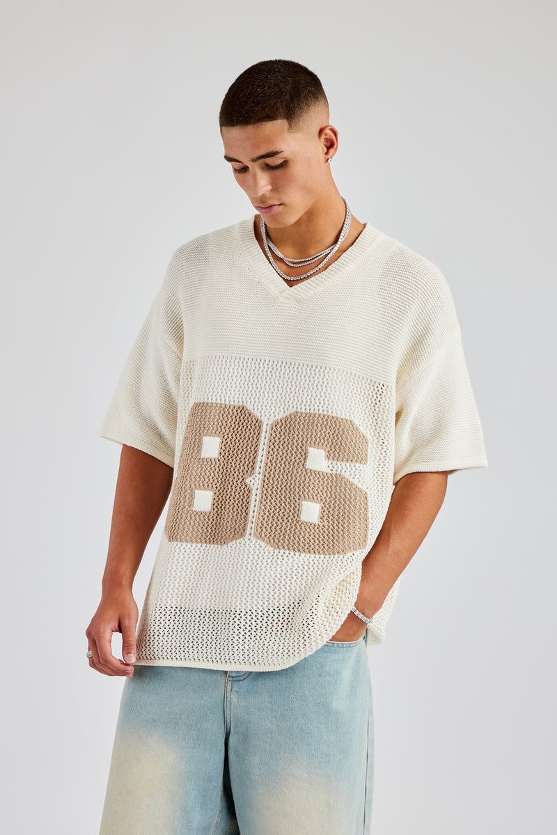 Knit Varsity T-Shirt - Off White