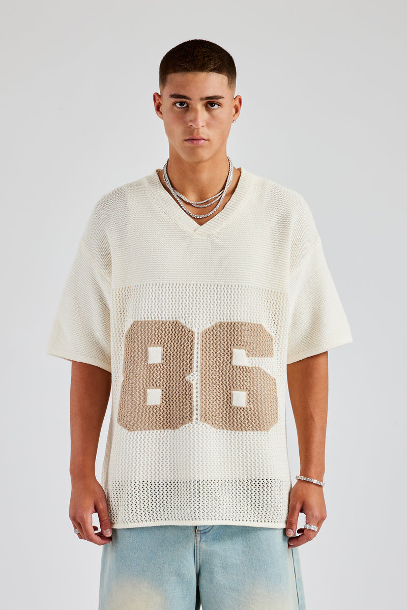 Knit Varsity T-Shirt - Off White