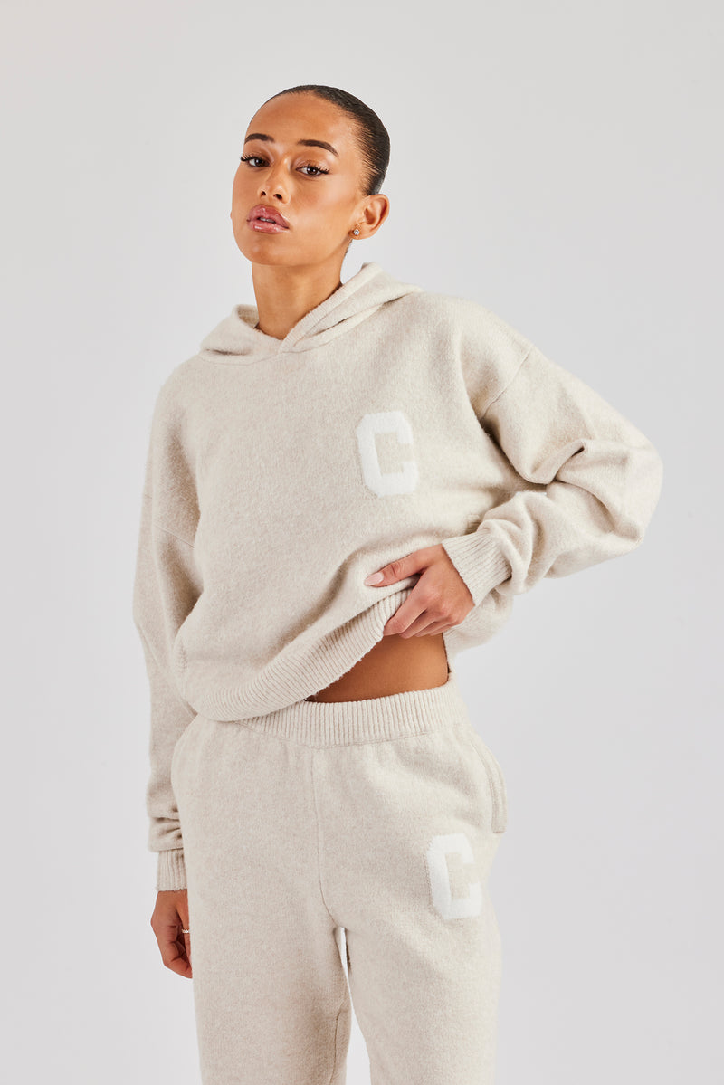 C Knitted Hoodie - Oatmeal