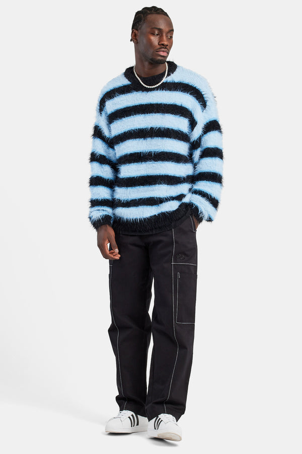 Oversized Fluffy Stripe Knitted Jumper