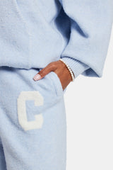 Wide Leg Knitted Jogger - Light Blue