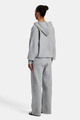 Hooded Zip Through Knitted Tracksuit - Grey