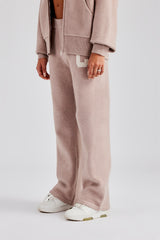 Hooded Zip Through Knitted Tracksuit - Pink