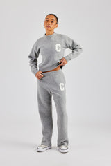 C Knitted Boxy Sweatshirt & Jogger - Grey