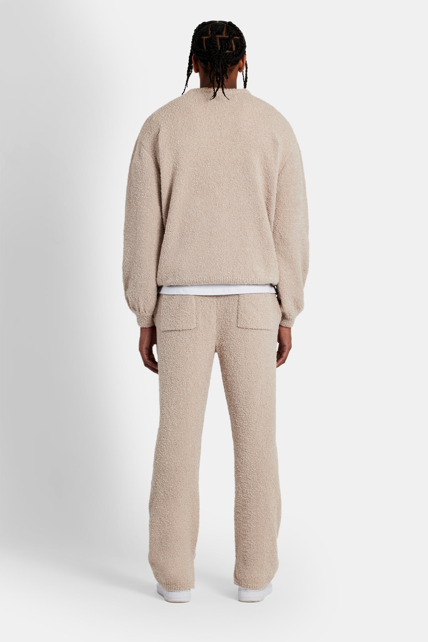 Textured Knitted Sweater Tracksuit Beige