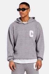 Textured Knitted Hooded Tracksuit - Grey