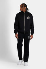 Rhinestone Crest Tracksuit - Black