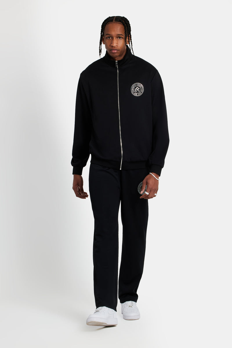 Rhinestone Crest Tracksuit - Black