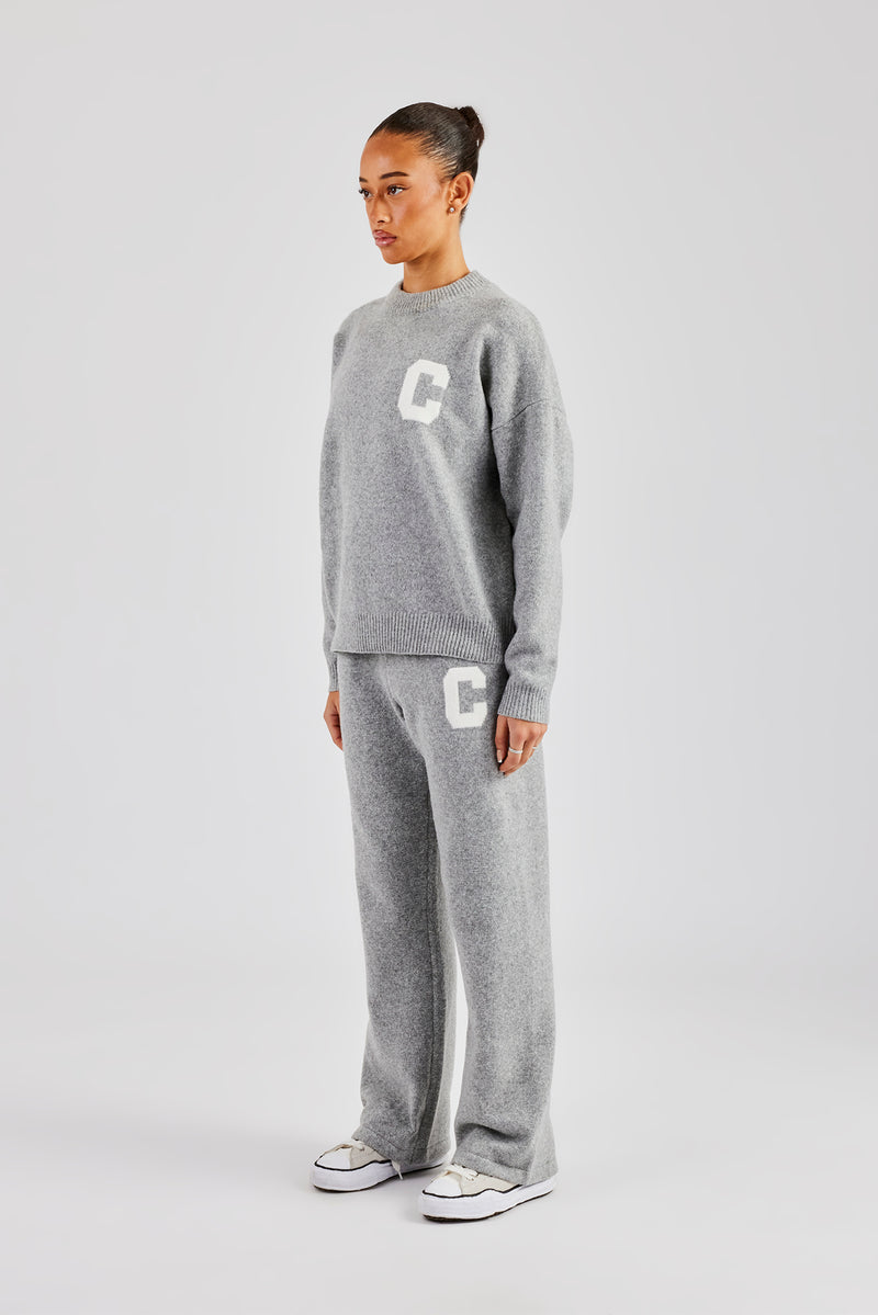 Knitted Sweatshirt Tracksuit - Grey